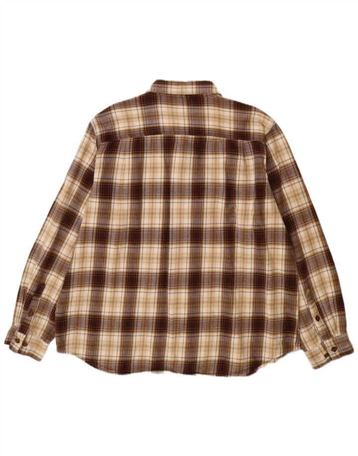 CARHARTT Muška uska flanelska košulja 2XL, pamuk smeđe karirane boje