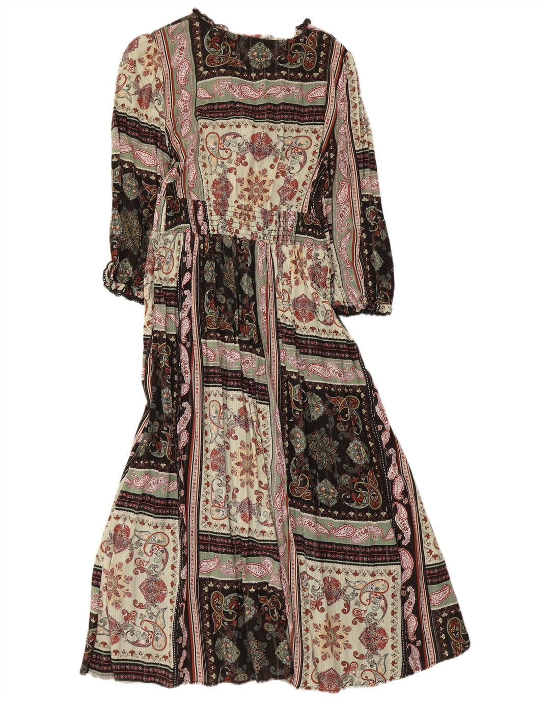 Monsoon ženska maksi haljina 3/4 rukava UK 10 Mali raznobojni patchwork