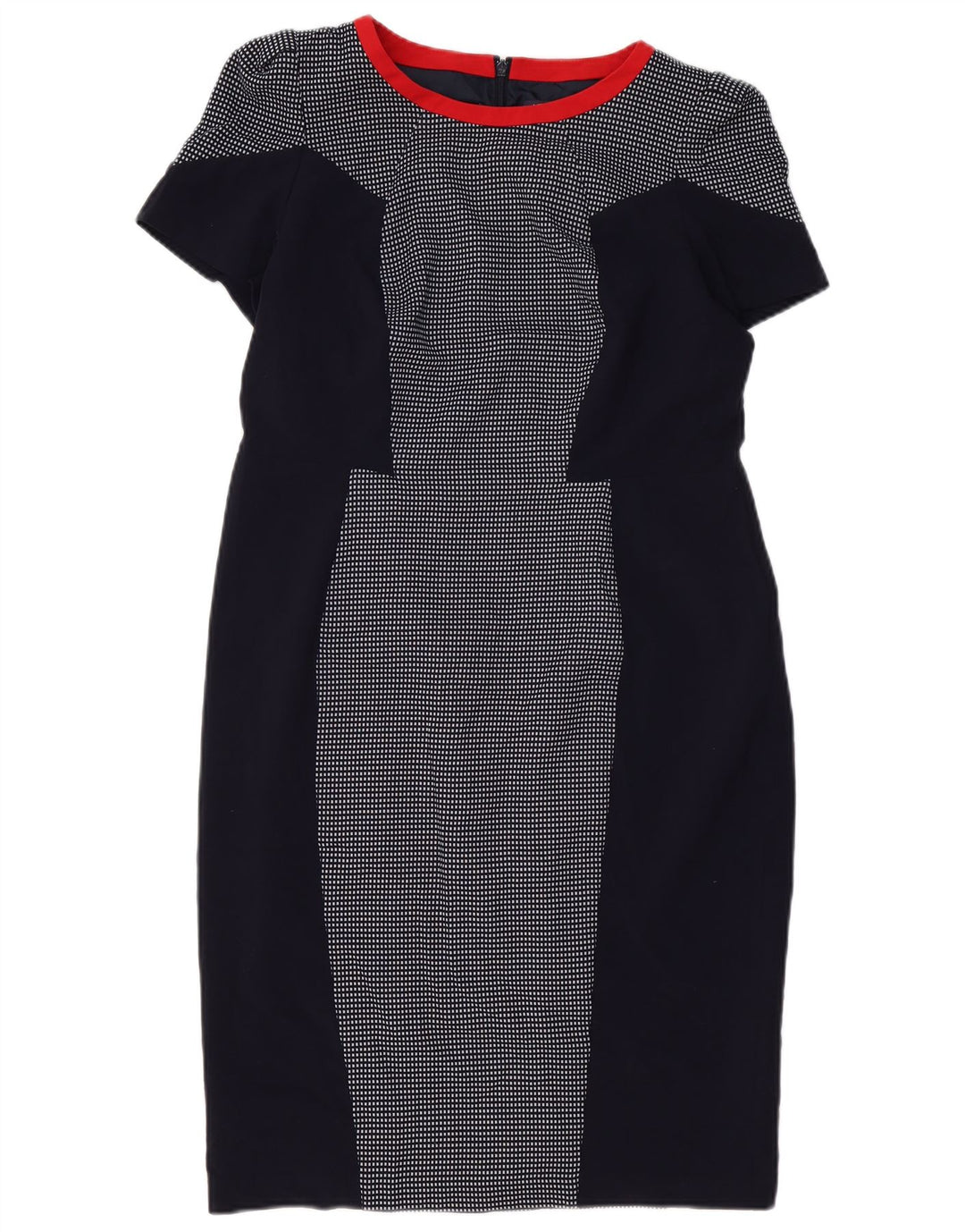 Marks & Spencer ženska plašt haljina UK 14 Medium tamnoplava karirana poliester