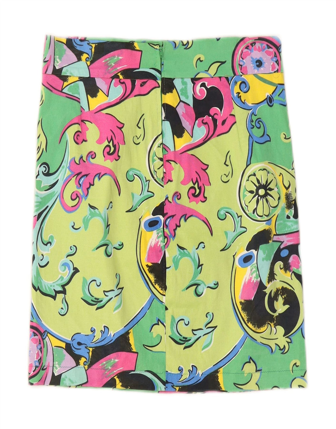 VINTAGE ženska ravna suknja W26 Mali zeleni paisley