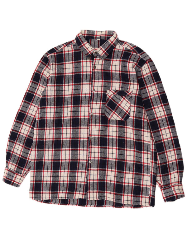 Vintage muška karirana flanelska košulja srednje tamnoplava