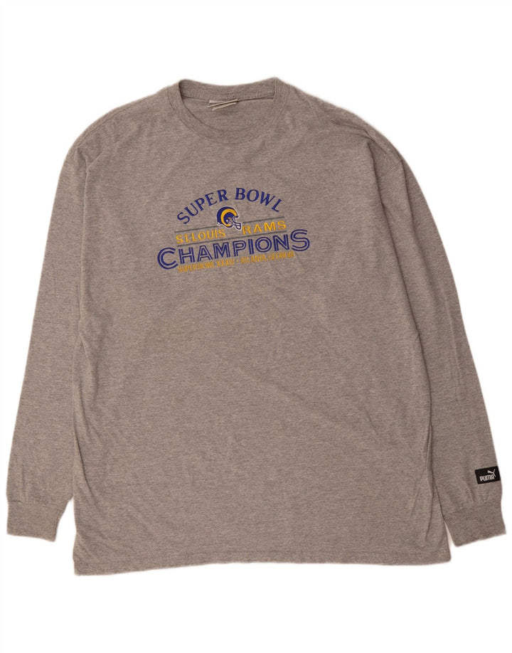 PUMA muška majica dugih rukava XL s grafikama, sivi pamuk