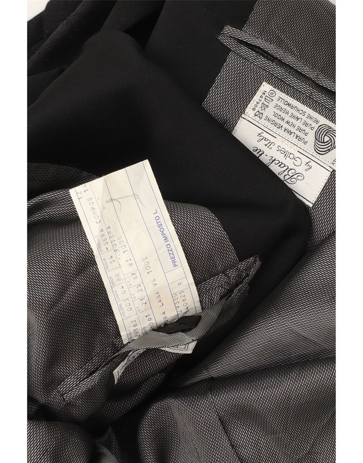 Vintage muški blejzer jakna s 1 gumbom IT 54 2XL tamnoplava djevičanska vuna na pruge