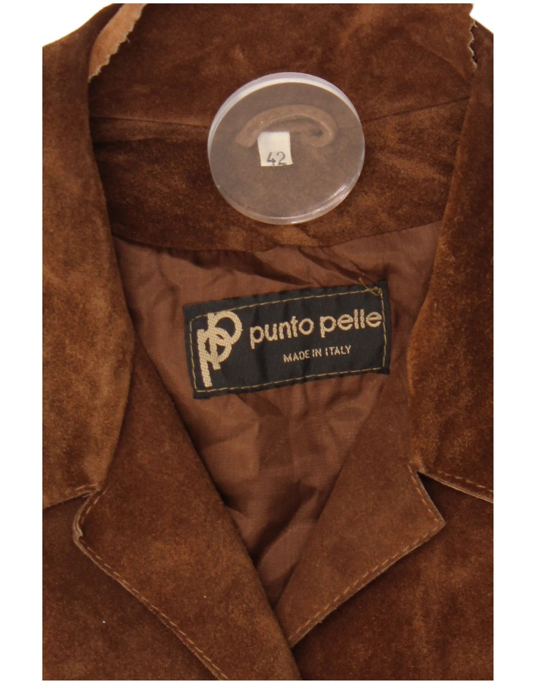 VINTAGE Ženska jakna od brušene kože s 5 gumba IT 42, srednje smeđa koža