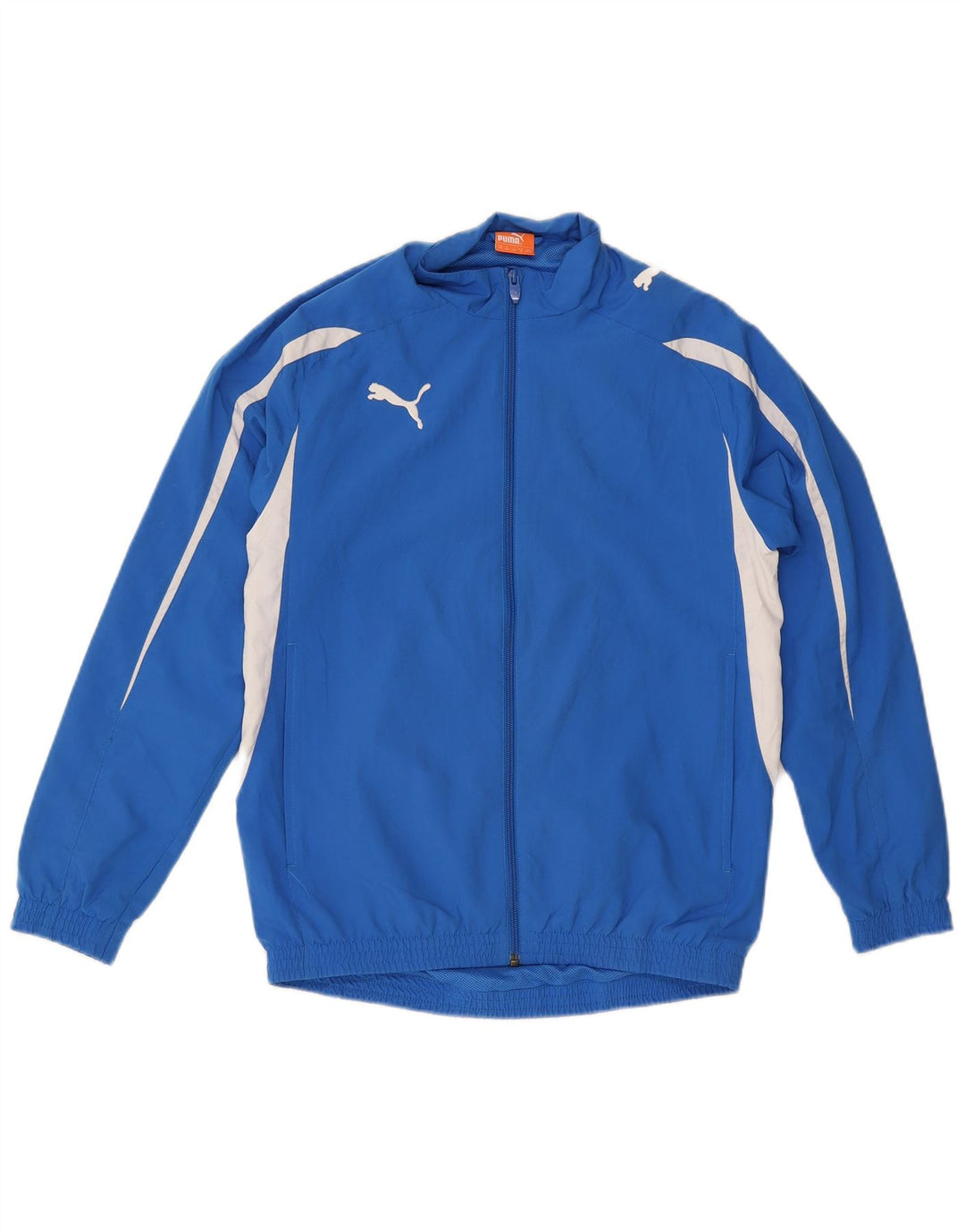 PUMA Boys Tracksuit Top Jacket 13-14 Years Blue Colourblock Polyester