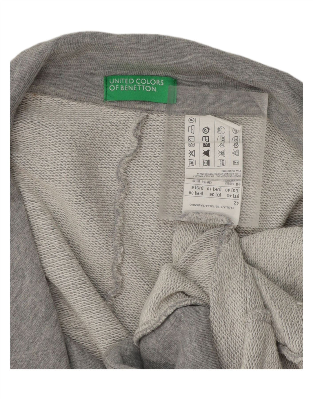 BENETTON Womens 1 Button Blazer Jacket UK 10 Small Grey Cotton Vintage Benetton and Second-Hand Benetton from Messina Hembry 