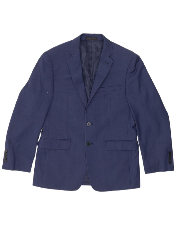 Calvin Klein Mens Short 2 Button Blazer Jacket UK 38 Medium Navy Blue Wool
