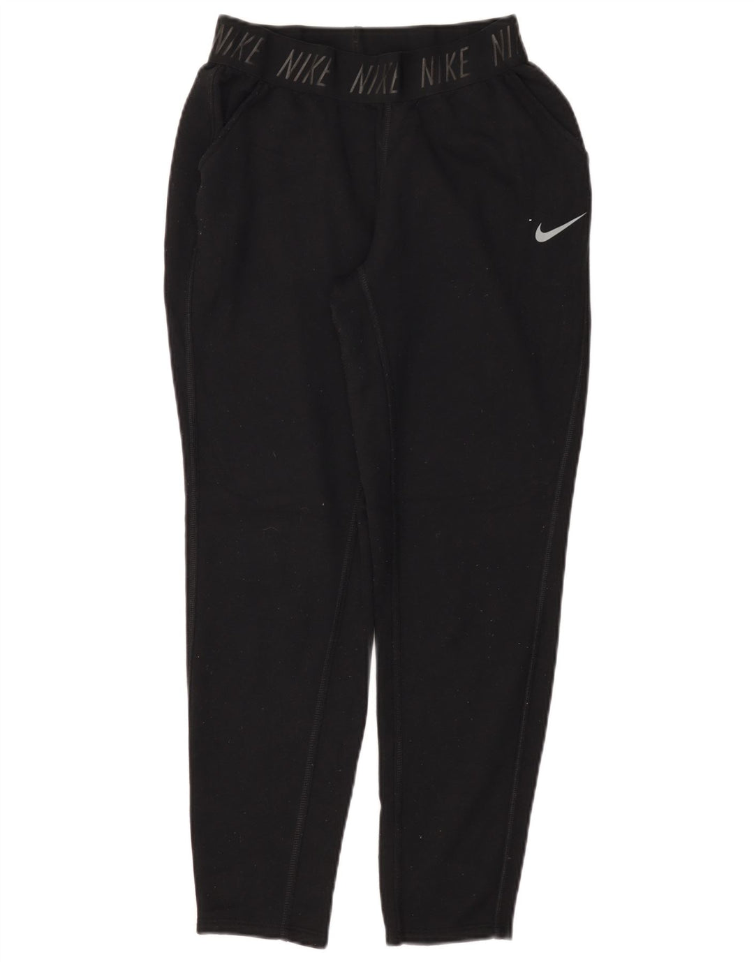 NIKE Ženske Dri Fit Graphic Trenirke Hlače UK 10 Male crne