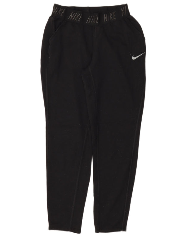 NIKE Ženske Dri Fit Graphic Trenirke Hlače UK 10 Male crne