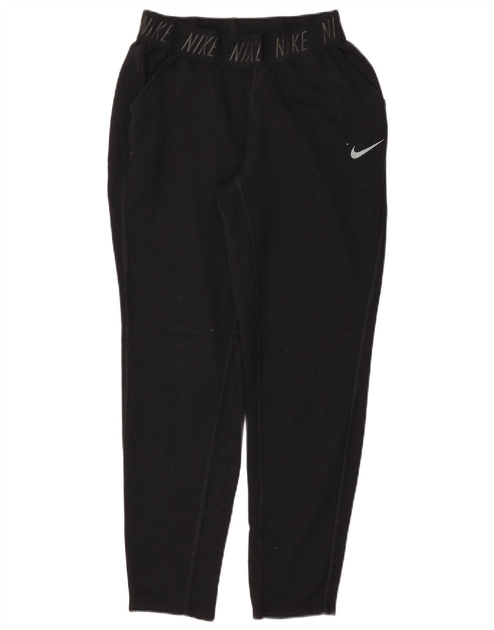 NIKE Ženske Dri Fit Graphic Trenirke Hlače UK 10 Male crne