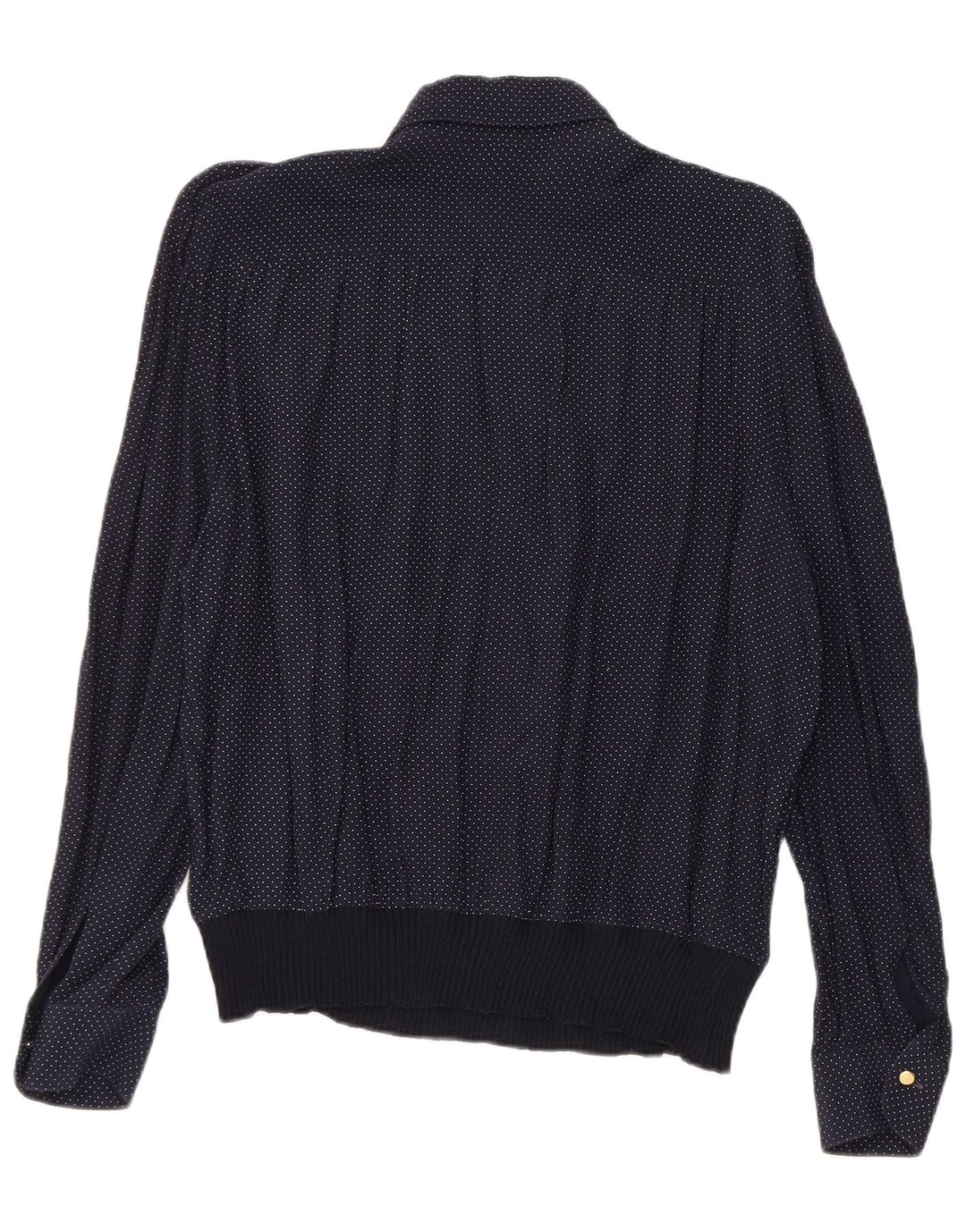 VINTAGE ženska košulja bluza UK 16 Velika tamnoplava viskoza na točkice