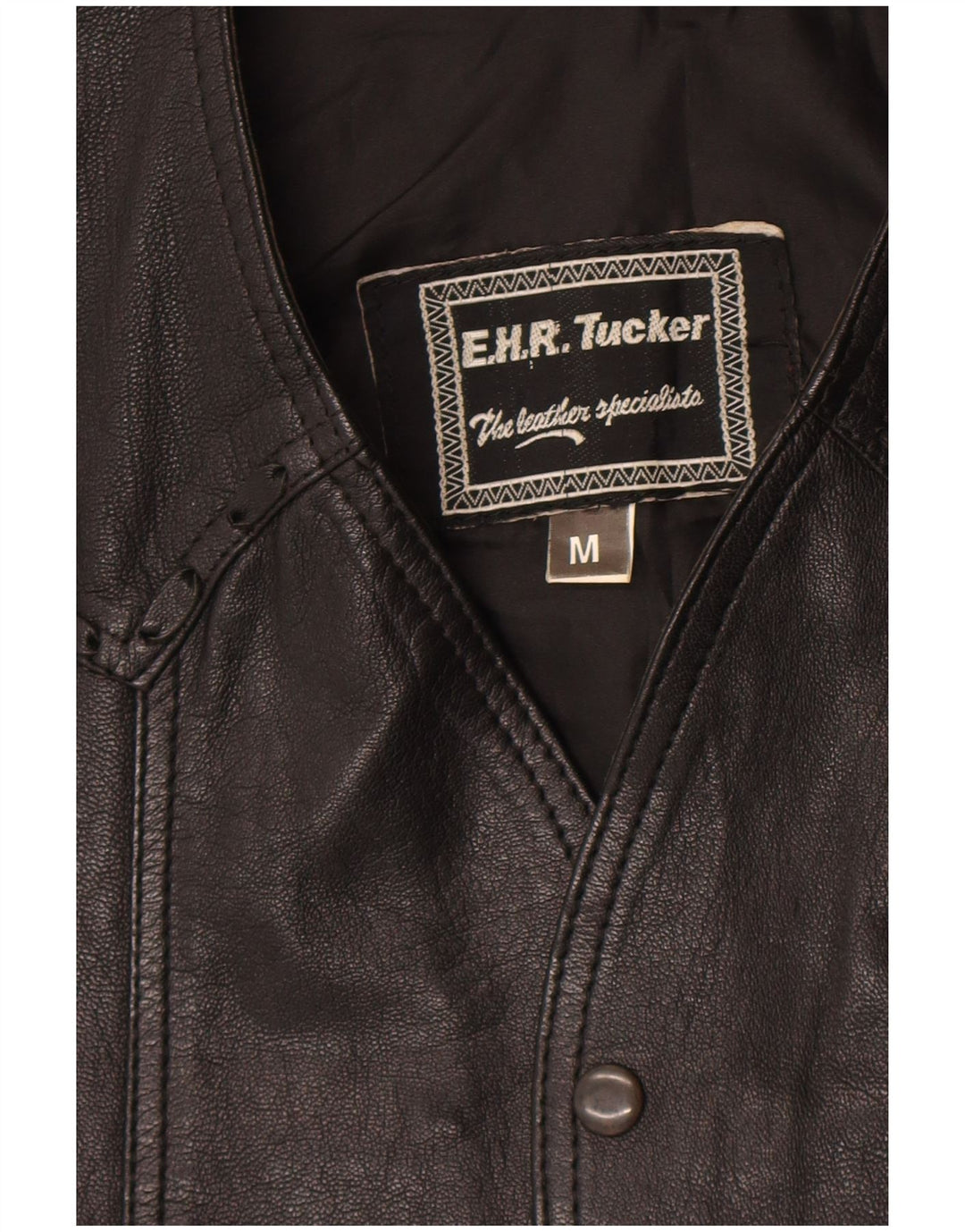 Vintage muški kožni prsluk srednje crne kože