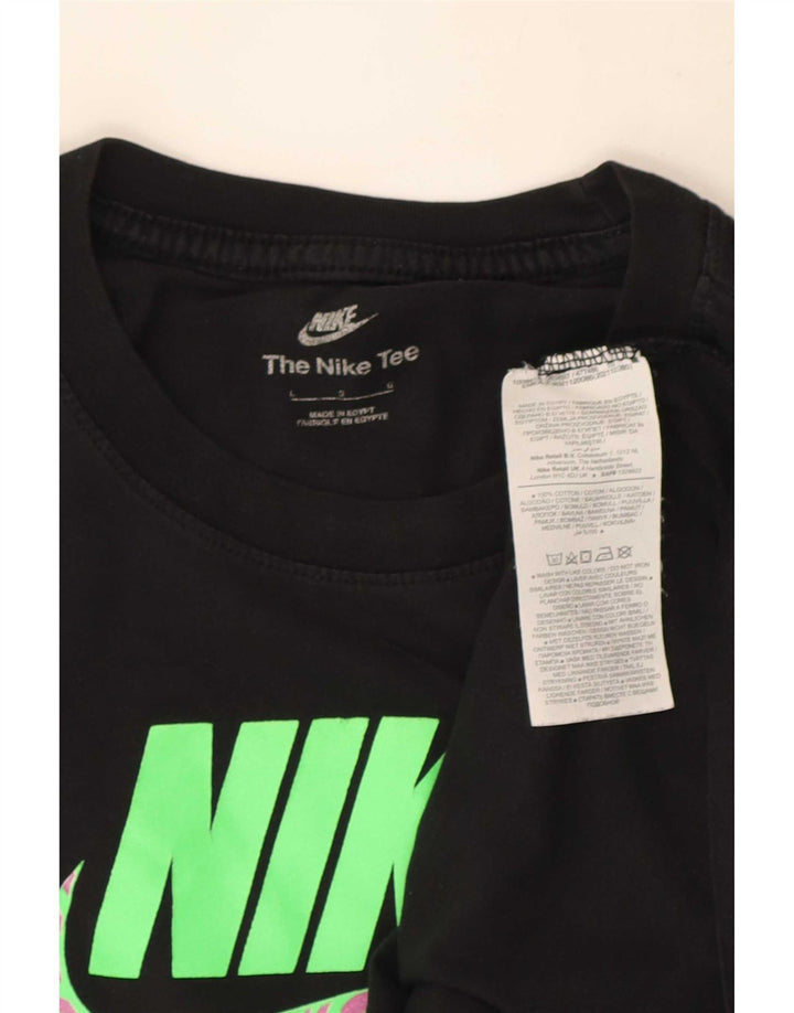 Velika crna pamučna majica Nike s grafičkim motivima