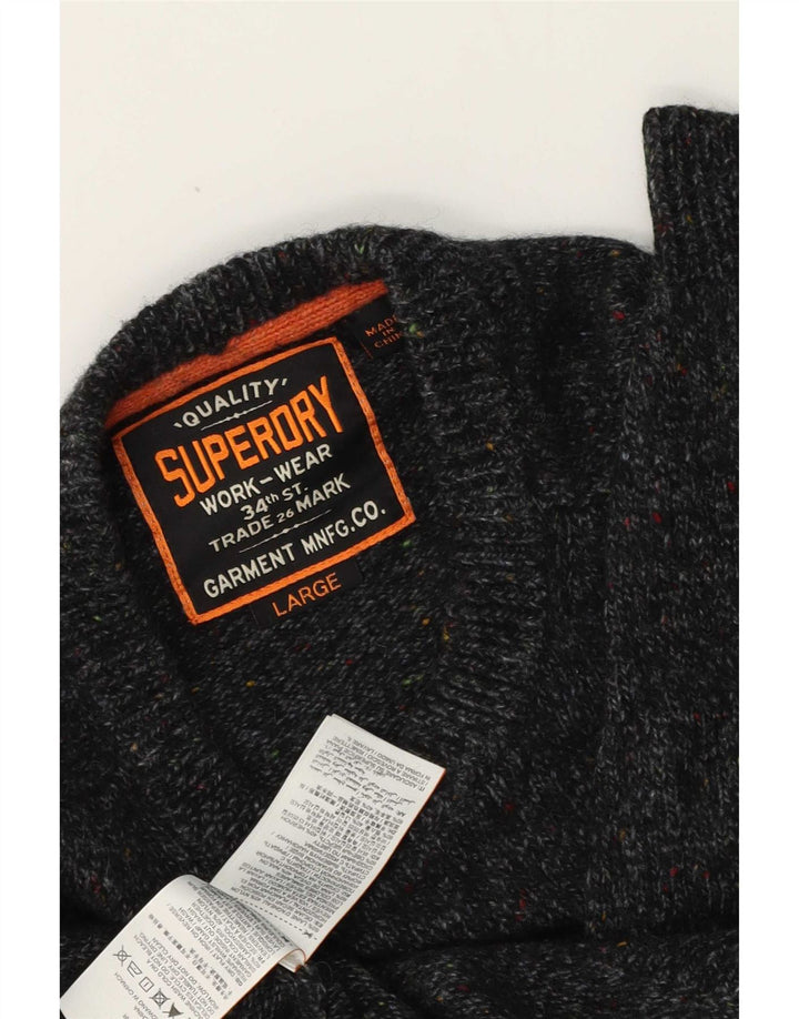 Superdry muški džemper s okruglim izrezom, veliki sivi vuneni džemper