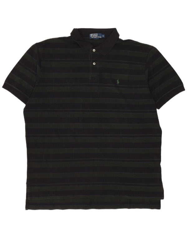 POLO RALPH LAUREN Mens Rugby Polo Shirt XL Navy Blue Striped Cotton