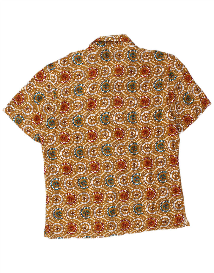 Pull & Bear muška košulja kratkih rukava srednje bež geometrijske viskoze