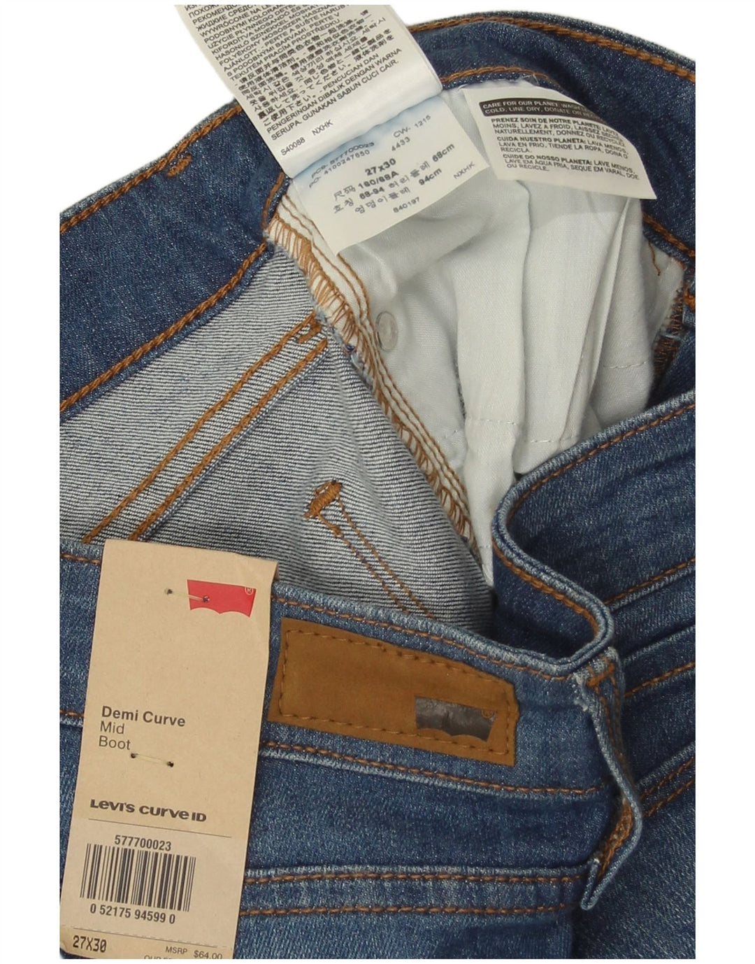 Levi's ženske demi curve traperice srednjeg rasta W27 L30 plavi pamuk