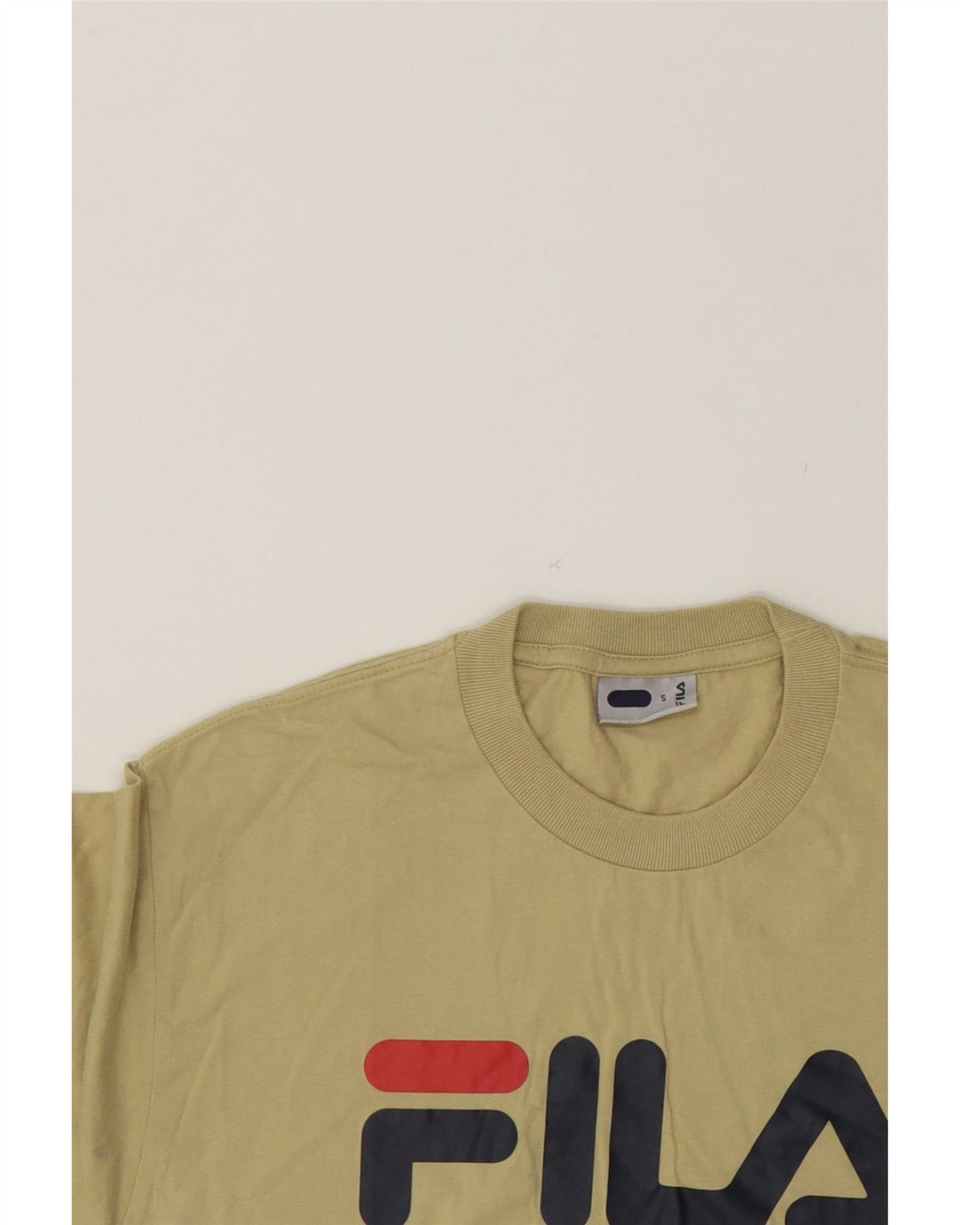 FILA Mens Graphic T-Shirt Top Small Beige Cotton Vintage Fila and Second-Hand Fila from Messina Hembry 