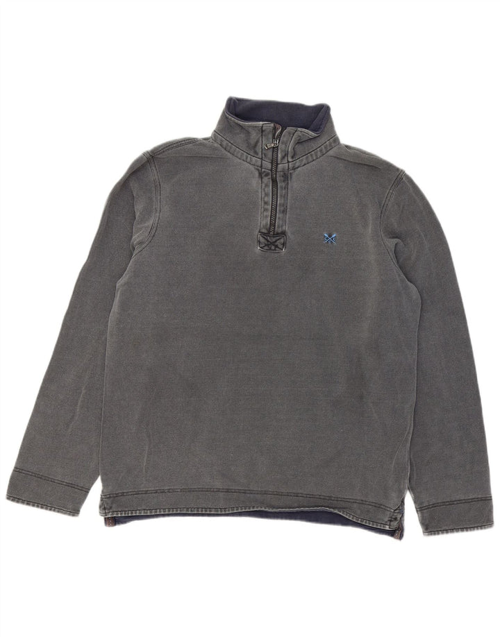 Crew Clothing Muška majica s izrezom s patentnim zatvaračem Srednje sivi pamuk