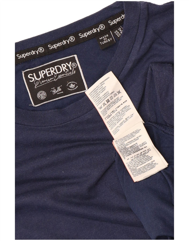 Superdry ženska majica kratkih rukava UK 12 srednje tamnoplavi pamuk