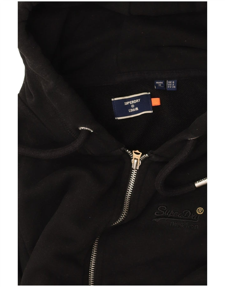 SUPERDRY Womens Zip Hoodie Sweater UK 8 Small  Black