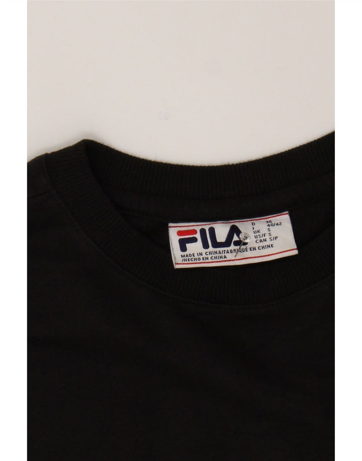 FILA Mens Crew Neck Jumper Sweater Small Black Cotton Vintage Fila and Second-Hand Fila from Messina Hembry 
