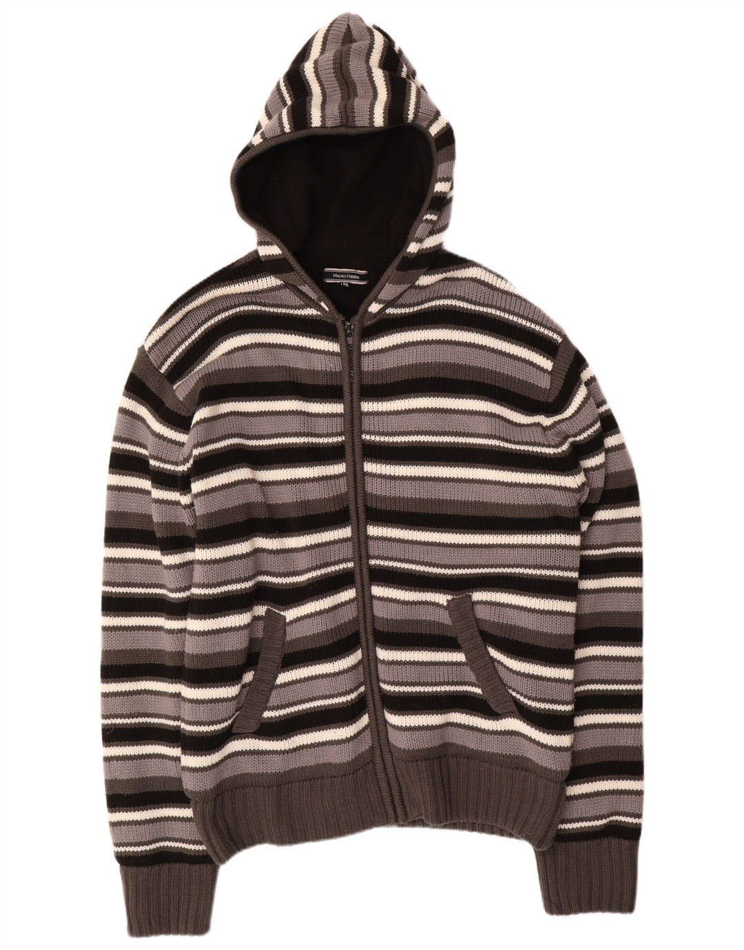 MAURO FERRINI Muški kardigan pulover s kapuljačom 2XL na višebojne pruge