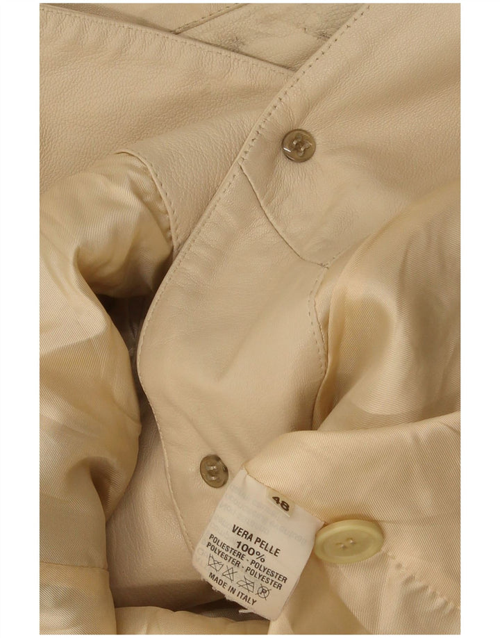 Vintage ženska kožna jakna sa 3 gumba IT 48 XL bež koža