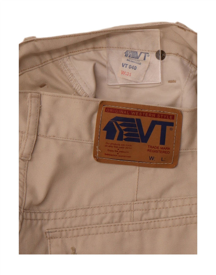 VINTAGE Muške kratke kargo hlače visokog struka W31 srednje bež pamuk