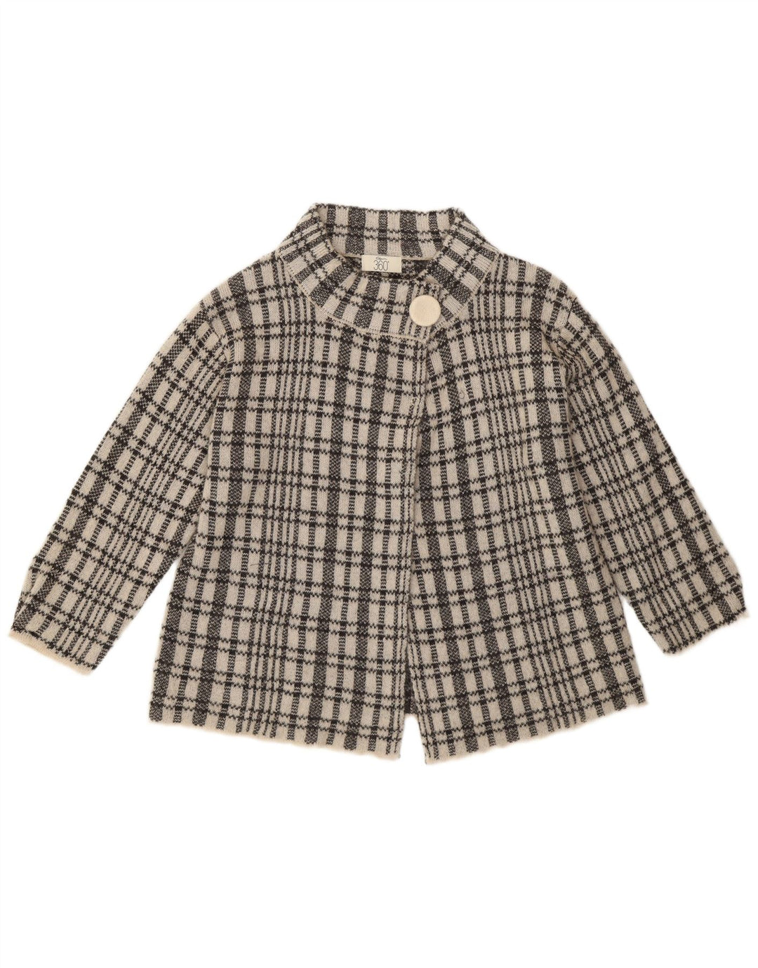 Vintage ženski kardigan pulover s 3/4 rukava UK 12 srednje plavi karirani