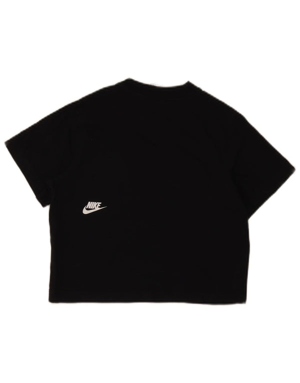Nike Girls Graphic T-Shirt Top 8-9 Years Small Black Pamuk