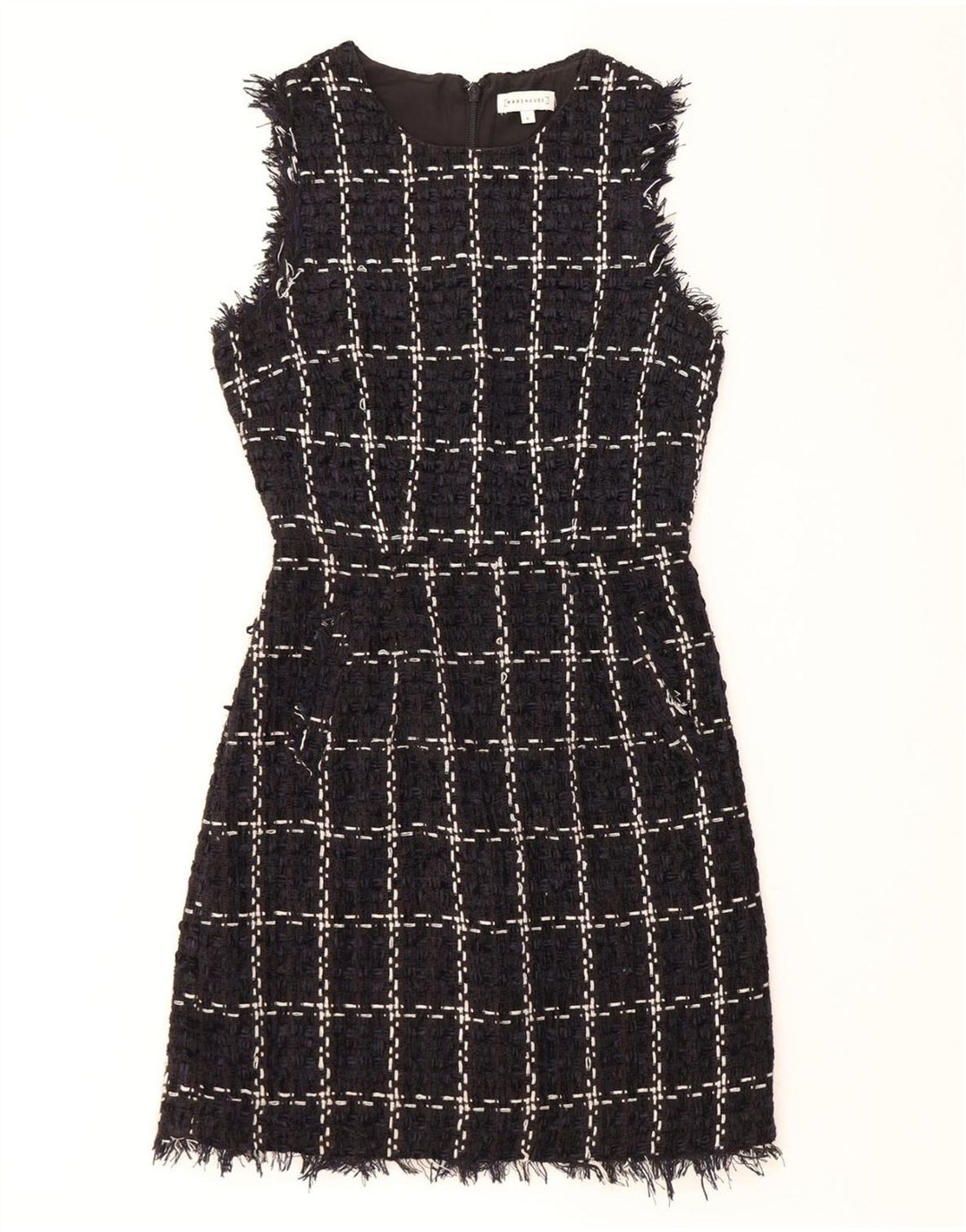 WAREHOUSE Ženska plašt haljina bez rukava UK 8 Mali tamnoplavi karirani