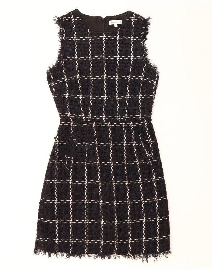 WAREHOUSE Ženska plašt haljina bez rukava UK 8 Mali tamnoplavi karirani