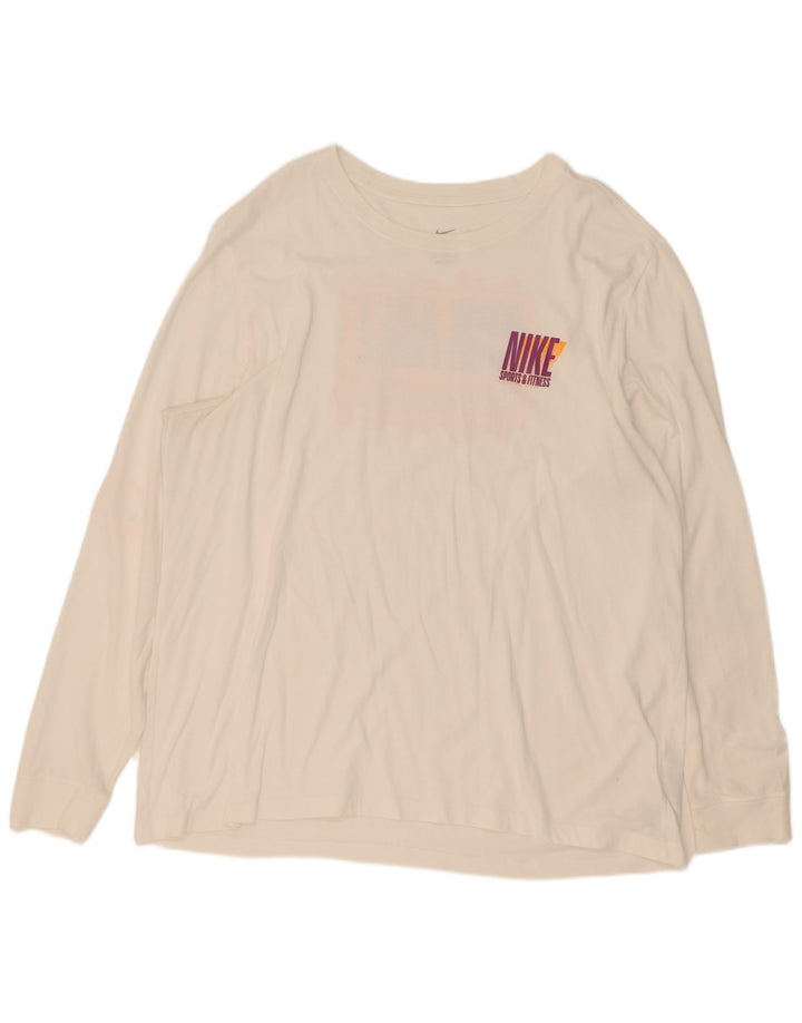 Nike muška Dri Fit grafička majica dugih rukava 2XL bijeli pamuk