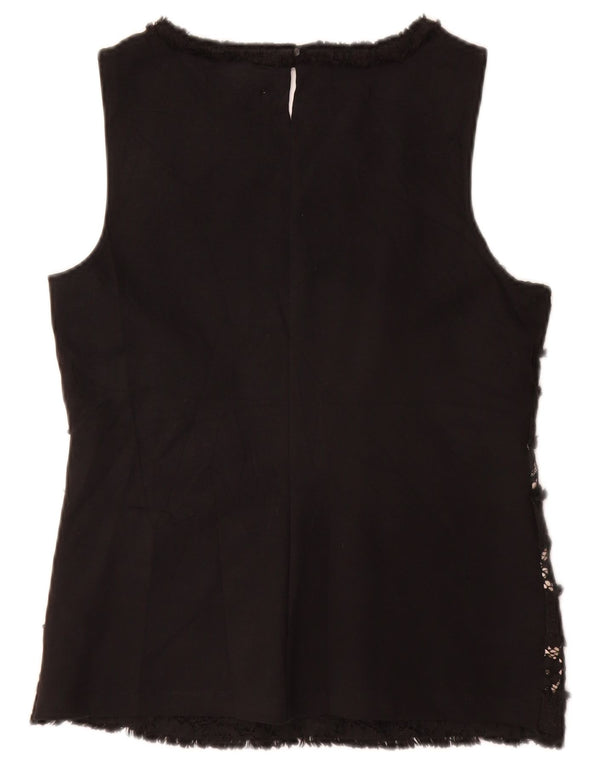 J. CREW Ženski gornji dio bluze bez rukava UK 10 Mala crna cvjetna viskoza