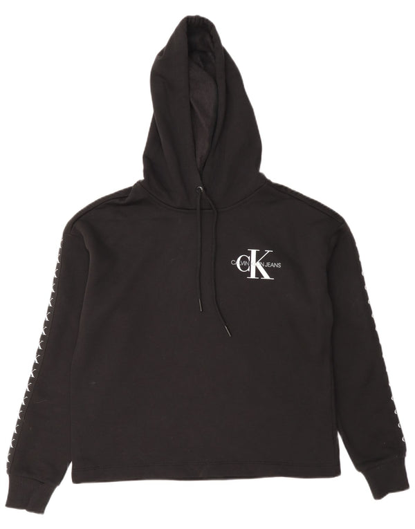 Calvin Klein Jeans ženska majica s kapuljačom s kapuljačom s grafičkim motivima UK 6 XS crna