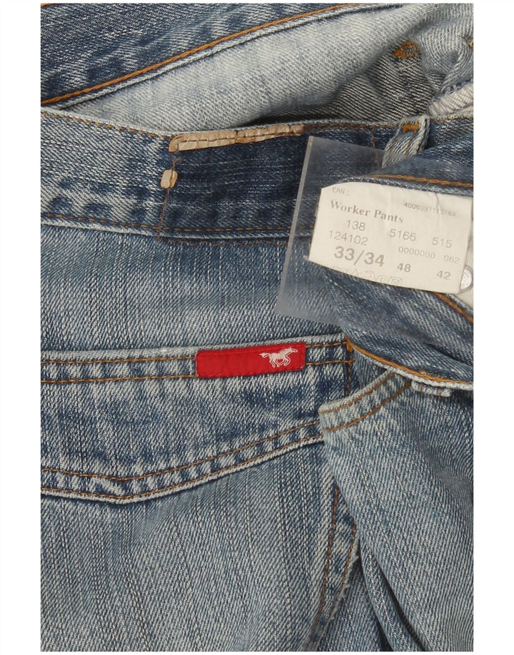 Ravne traperice muške radne odjeće MUSTANG W33 L34 plavi pamuk