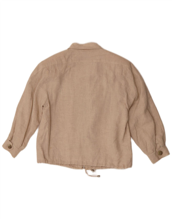 Vintage ženska prevelika bomber jakna IT 34 2XS bež lan