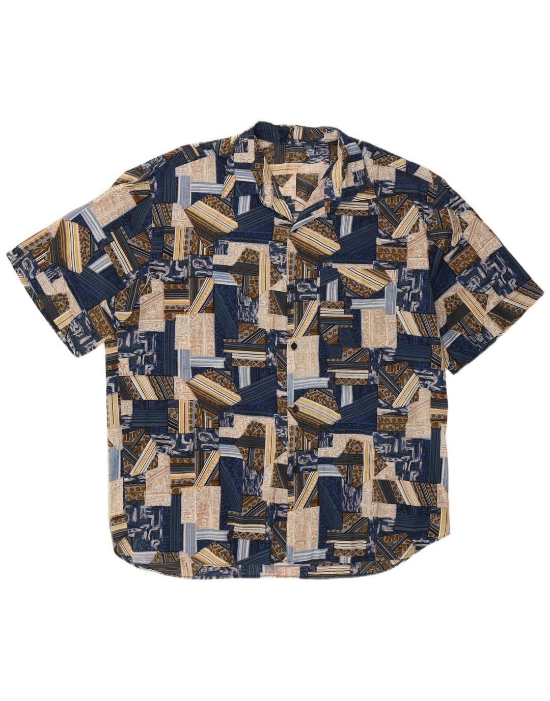 Vintage muška košulja kratkih rukava XL plava patchwork