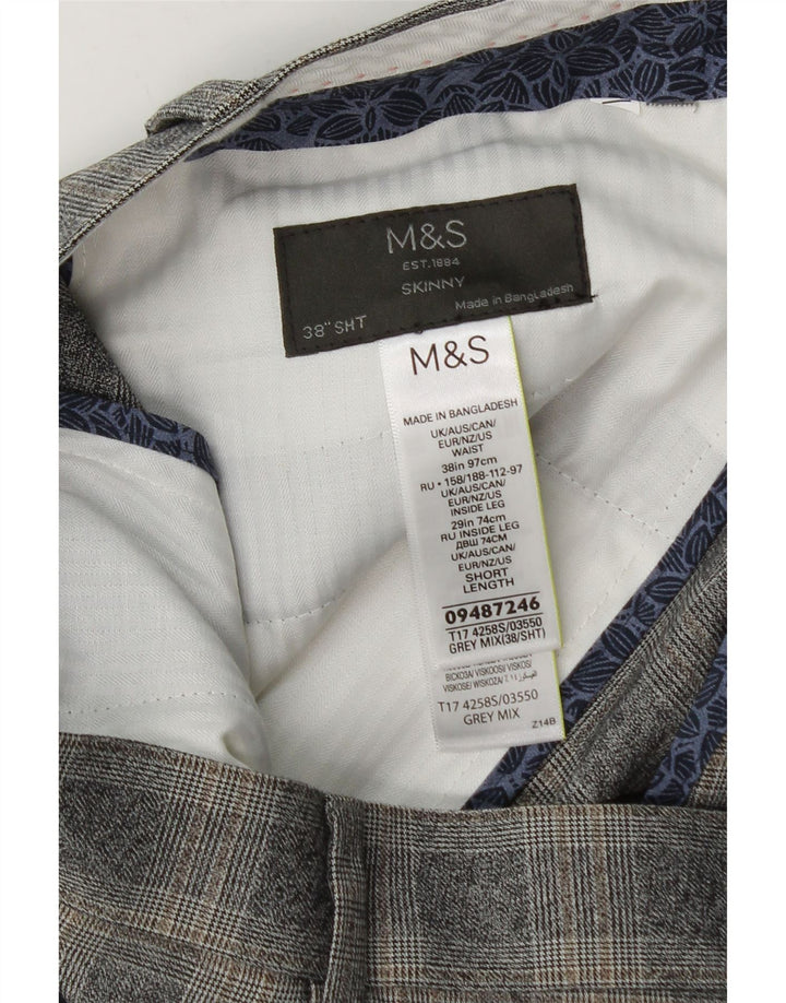 Marks & Spencer muške uske hlače W38 L29 sivi karirani poliester