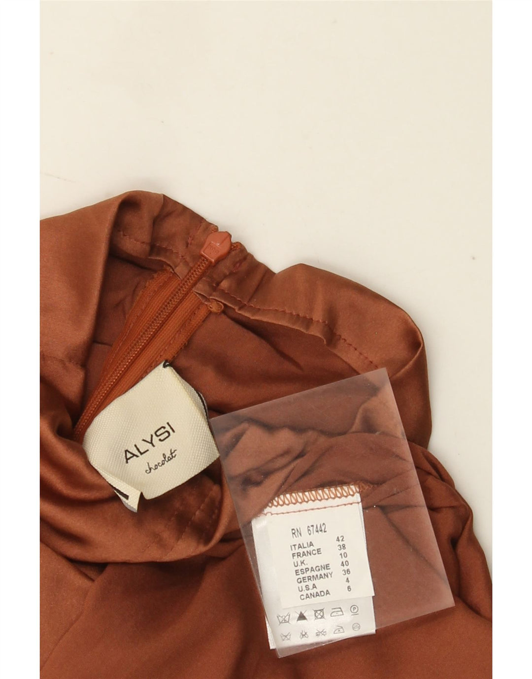 ALYSI Ženska majica dugih rukava UK 10 Small Brown Silk