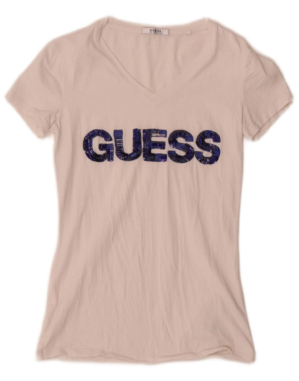 Guess Ženska majica s grafičkim motivima UK 4 XS Bijeli pamuk