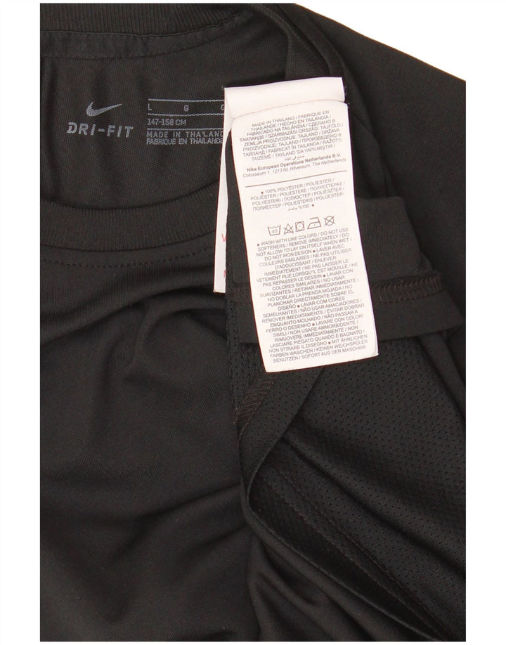 NIKE Boys Dri Fit T-Shirt Top 12-13 Years Large Black Colourblock