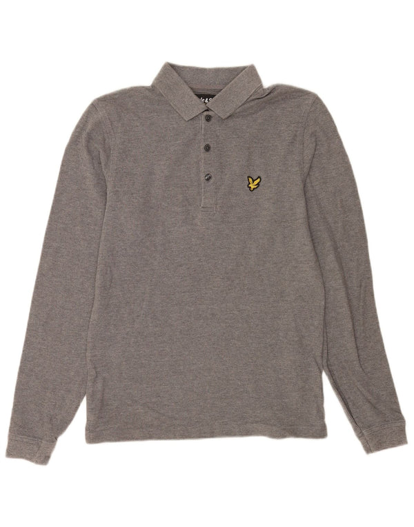 Lyle & Scott muška polo majica dugih rukava Mala siva pamučna