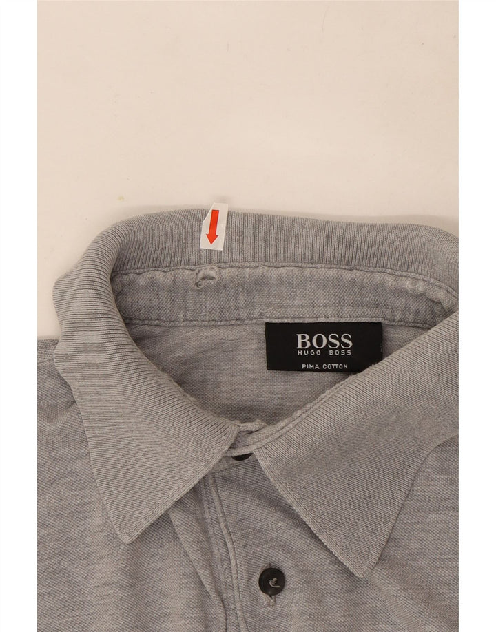 Muška polo majica Hugo Boss, srednje sivi flekasti pamuk