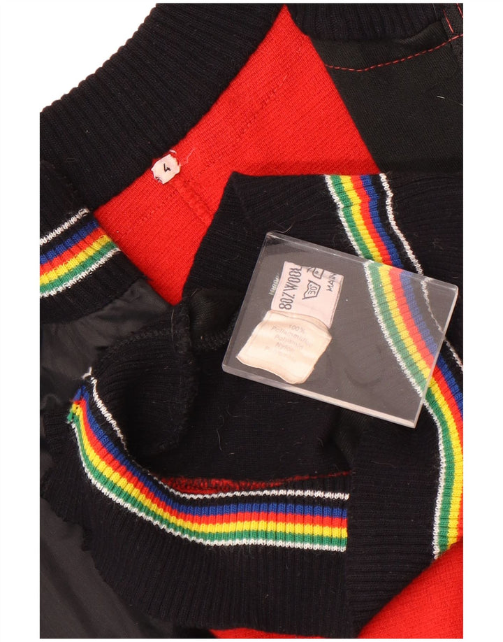 Vintage ženska bomber jakna UK 14 velika crna vuna u blokovima boja