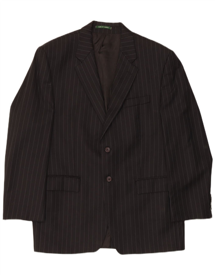 RALPH LAUREN Mens Longline 2 Button Blazer Jacket UK 42 XL Black Pinstripe