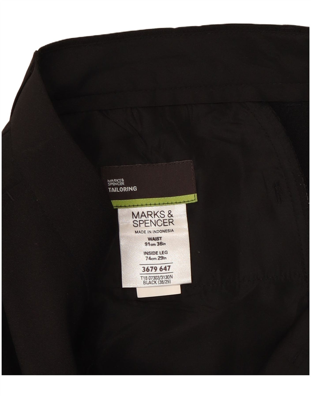 Marks & Spencer muške ravne chino hlače W36 L29 crni poliester