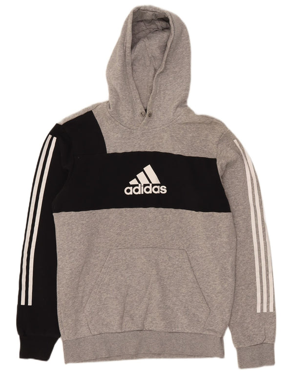 Adidas muška majica s kapuljačom s kapuljačom srednje sive boje, pamuk