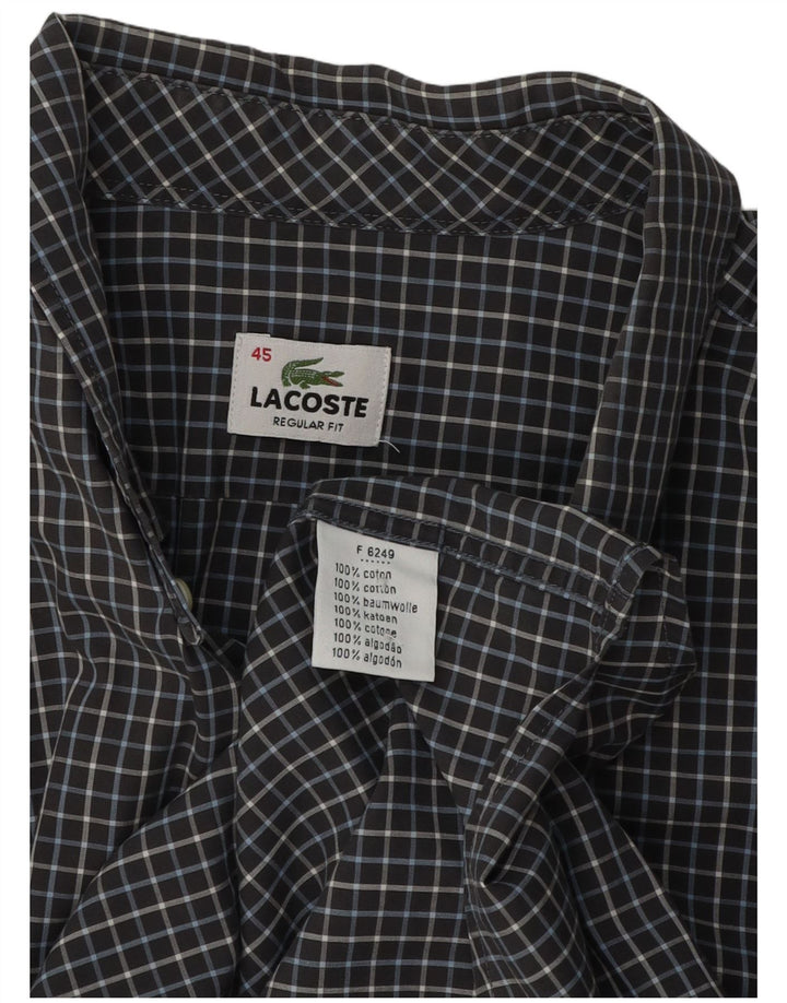 Lacoste muška košulja standardnog kroja, veličina 45 XL, sivi karirani pamuk